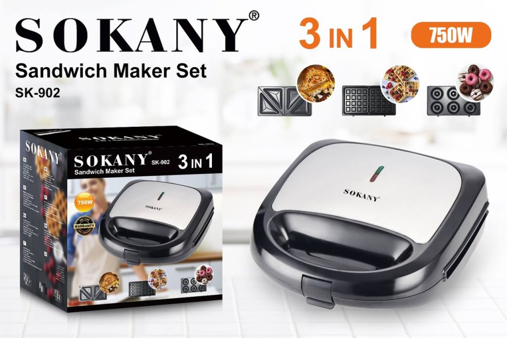 	ម៉ាស៊ីនកៀបនំសាំងវិច 3IN1 SOKANY